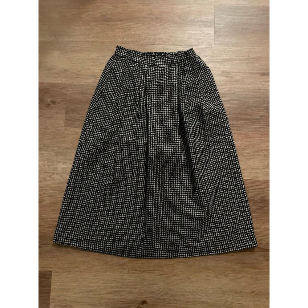 VTG 80s Personal Leslie Fay Tweed Plaid Skirt Womens 12 Wool Blend Academia Midi